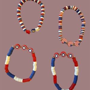 Red, White & Blue Beaded Bracelet Set  (4) 💙 🇺🇸❤️